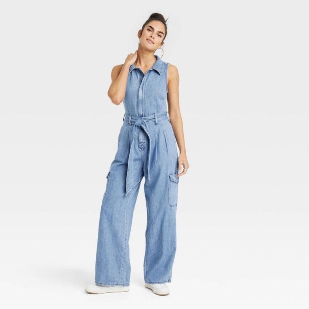 Women's Denim Cargo Jumpsuit - Universal Thread (Target))